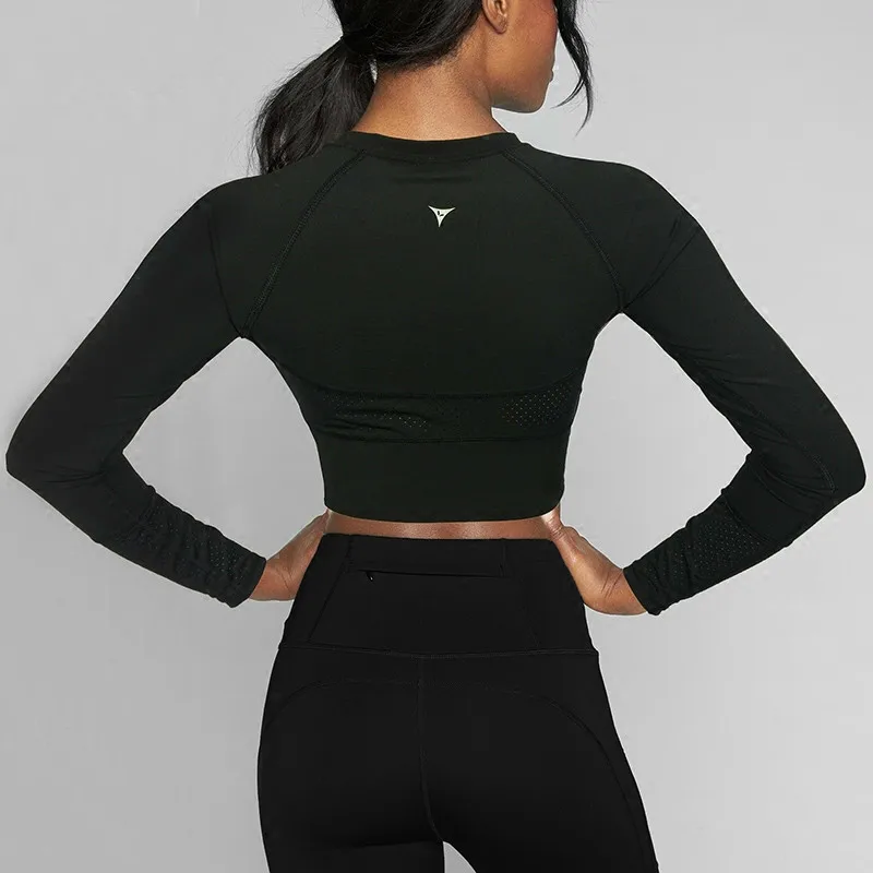 

Yoga Top Padded T-shirt Long Sleeve Shirts Patchwork Gym Camouflage Black Crop Tops Mesh Fitness Running Sport T-shirts Women
