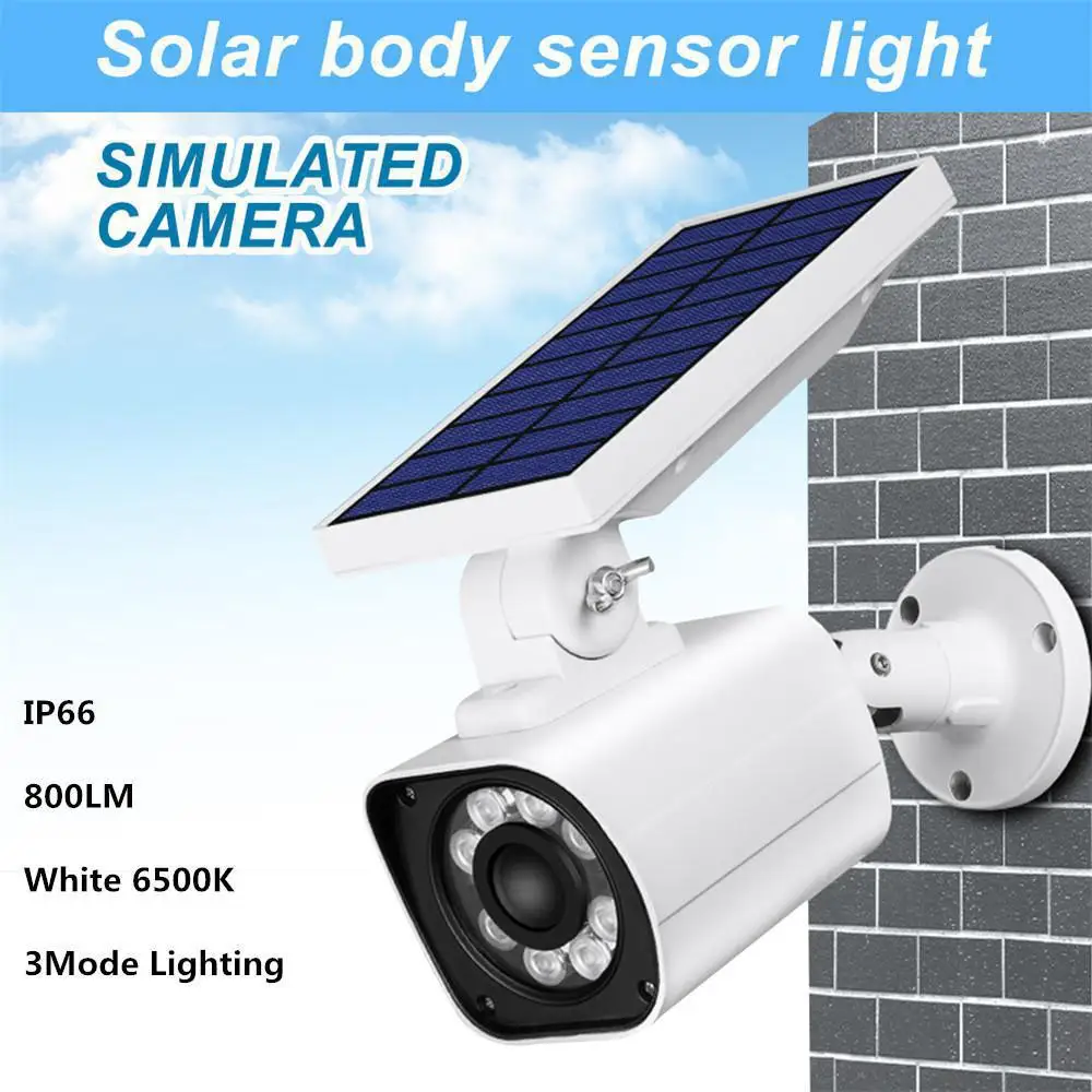 

Simulation Surveillance Camera Solar Power Lamp PIR Motion Sensor Wall Light Waterproof Outdoor Garden Street Security Light