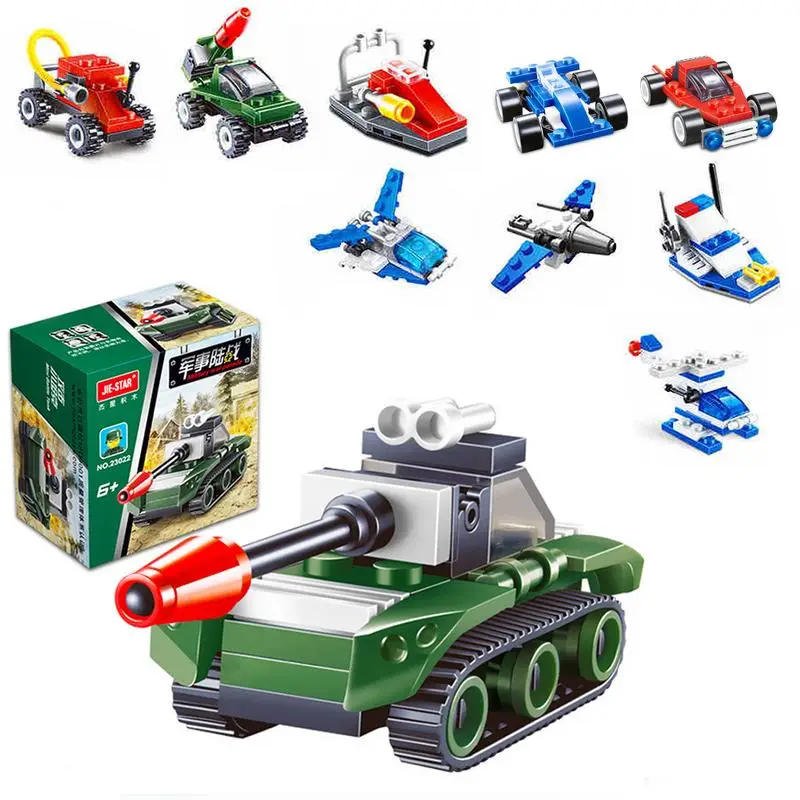 Мини-Транспорт пожарная машина Строительные блоки Детская просвещение образовательные блоки сборка собранные пластиковые игрушки