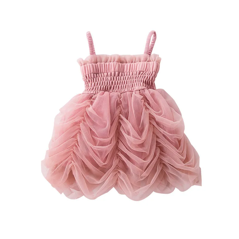 Cute Baby Girls Dress Tutu Bubble Party Dress Strapped Tulle Ball Gown Wedding Occasion Birthday Clothes Toddler Infant Dress