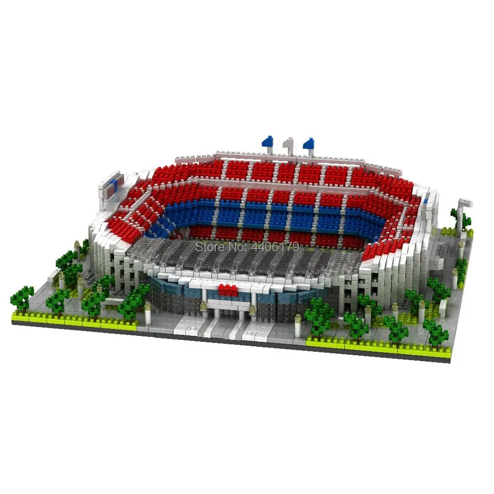 

LegoINGlys creators city Spain's La Liga football club Barcelona Camp Nou stadium micro diamond building blocks model toys gift