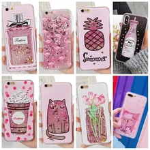 

Pineapple Flamingo Quicksand Cover Case For iPhone 6S 7 8 Plus XS Max XR Lipstick Perfume Bottle Dynamic liquid Capa Phone case