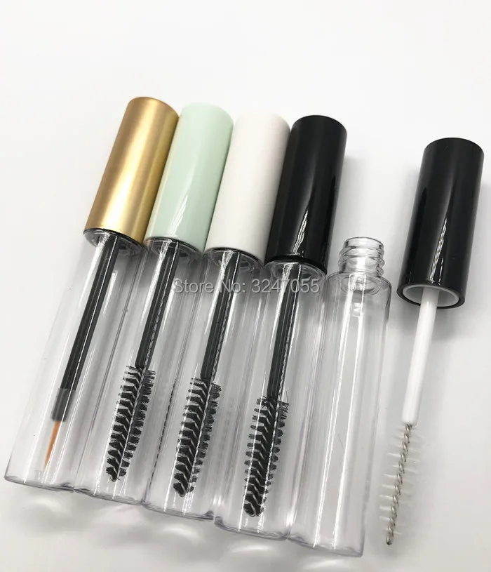 10ML Empty Clear Plastic Mascara Tube with White/Black/Silver/Gold