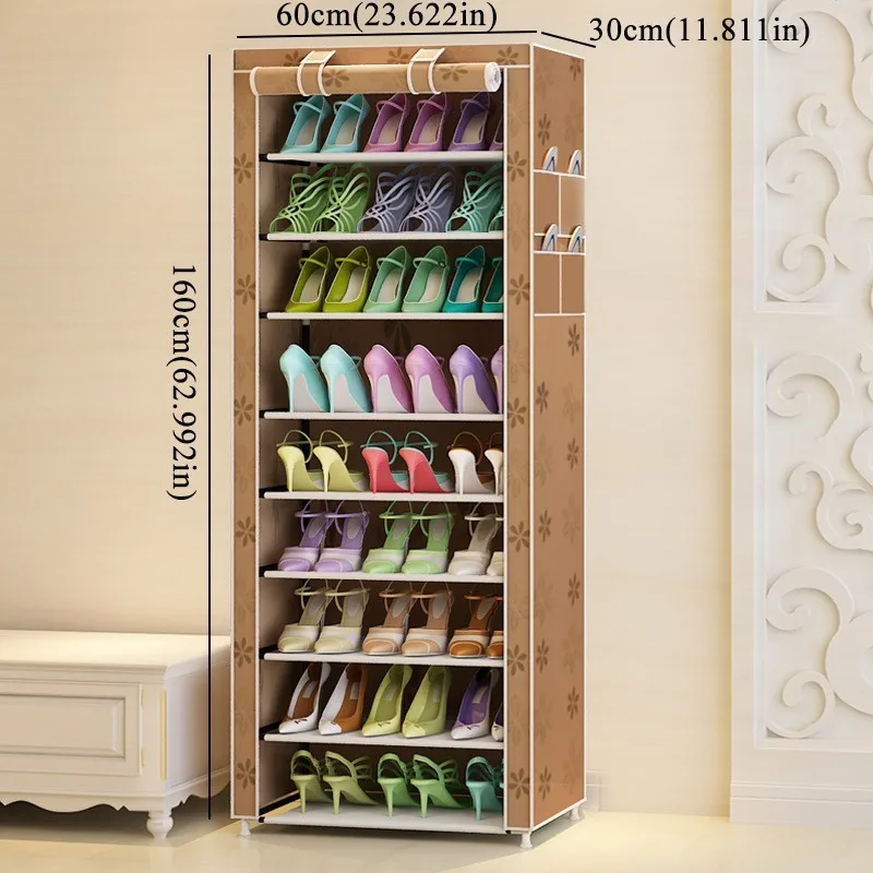 9 Grid Metal Oxford Shoe Cabinet Dust-proof Organizer Rack Multifunction Home Cupboard Minimalist Modern Furniture Entrance Hall