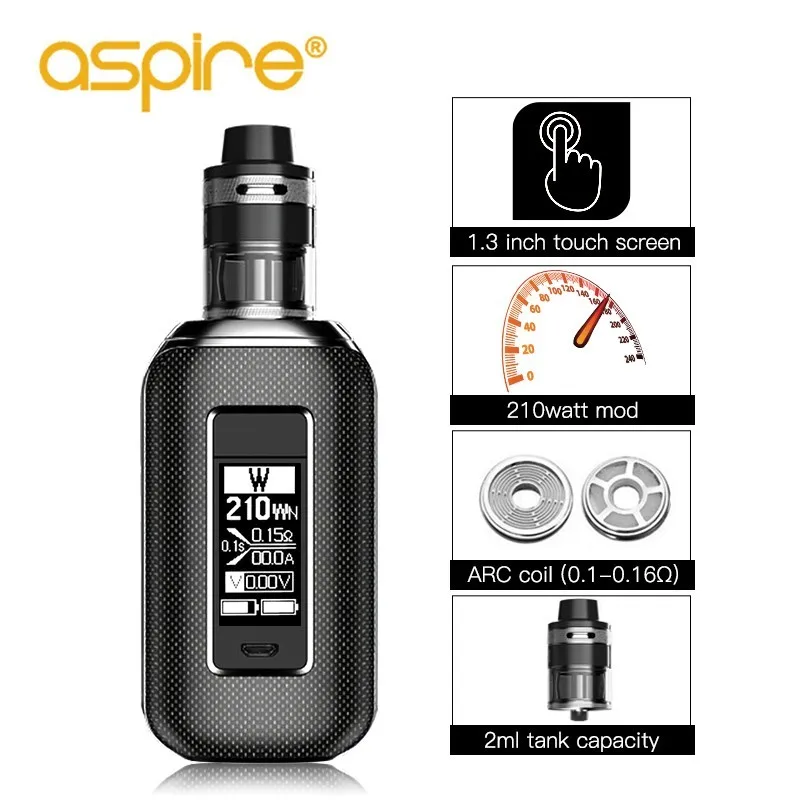 Original Electronic Cigarette Aspire SkyStar Revvo 210W Vape Kit 1.3 inch Touch Screen with E Cigarette Revvo Tank Pk X-PRIV Kit Original Electronic Cigarette Aspire SkyStar Revvo 210W Vape Kit 1.3 inch Touch Screen with E Cigarette Revvo Tank Pk X-PRIV Kit