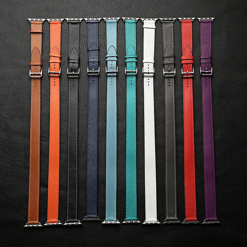 Newest Genuine Leather Double Tour And Revit Custom Watch Band Straps For Apple Watch series 4 1 2 3 iWatch herme Watchbands Newest Genuine Leather Double Tour And Revit Custom Watch Band Straps For Apple Watch series 4 1 2 3 iWatch herme Watchbands