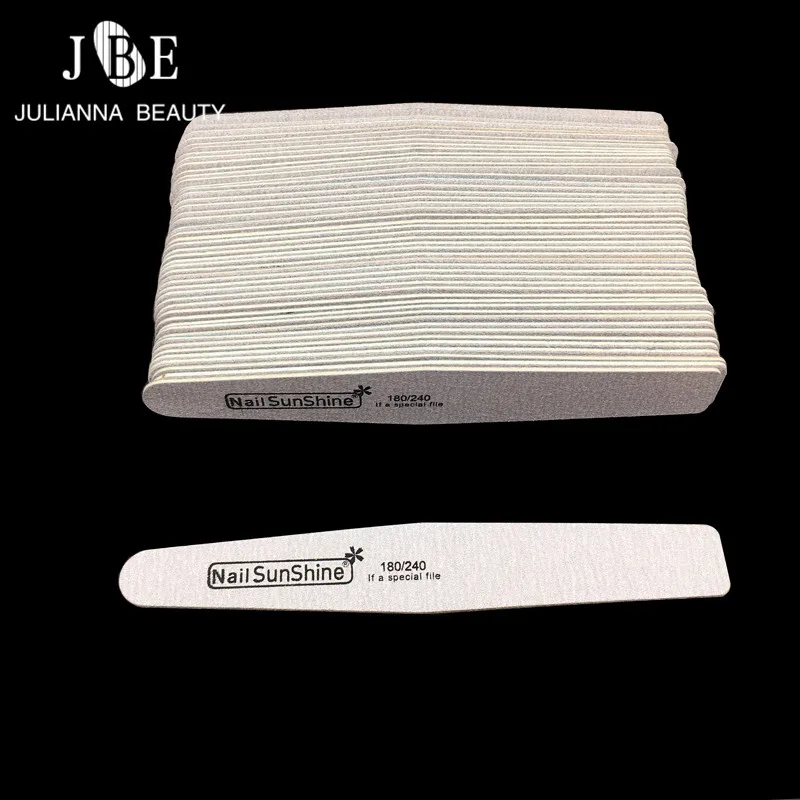 100pcs Grey Wooden Nail File 180/240 Sandpaper Nail Buffer Block