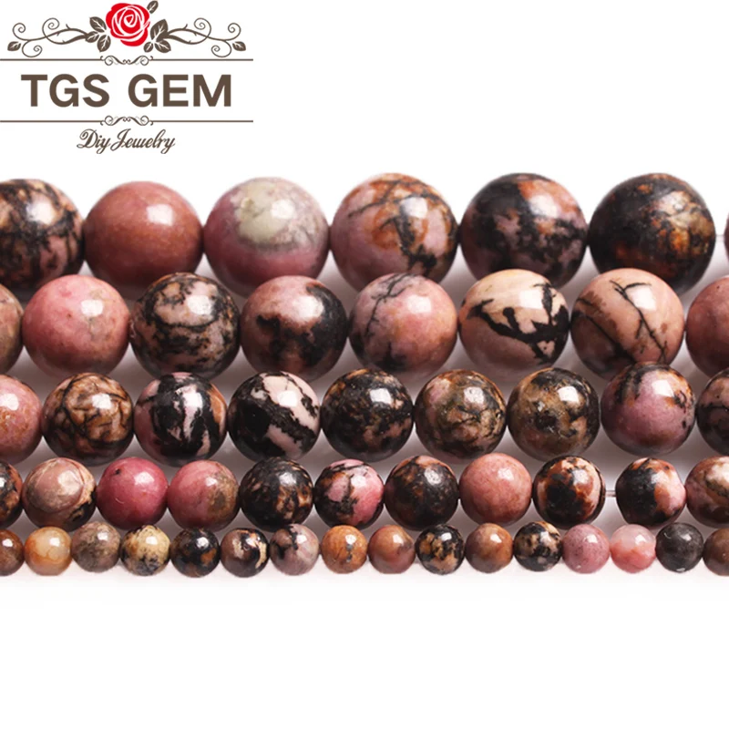 

Beads Natural Stone Black Lace Rhodonite Round Loose Beads 4 6 8 10 12mm Diy Natural Stone Beads For Jewelry Making Wholesale