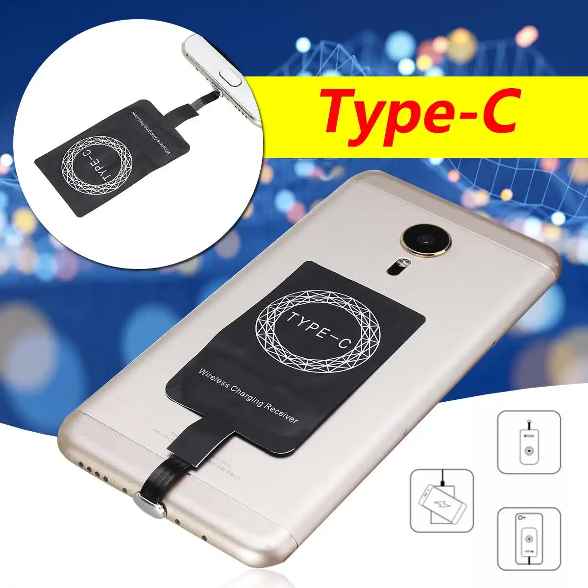 

QI Wireless Charger Universal Pad Type-C Receiver Phone Charging For Android For Letv/Huawei/Snoy Xperia/Meizu/nubia/LG/Gionee