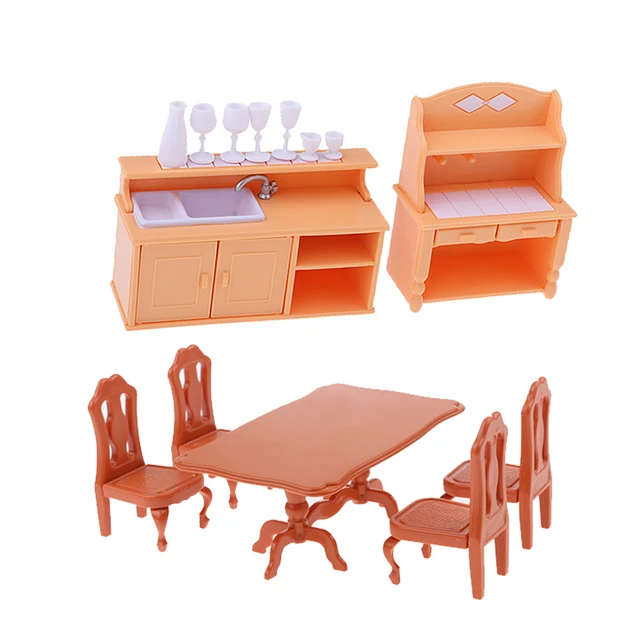 Best Offers 1/12 Miniature Dolls House Dining Room Orange Furniture Kit Kitchen Set & Table Chair Set Best Offers 1/12 Miniature Dolls House Dining Room Orange Furniture Kit Kitchen Set & Table Chair Set