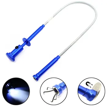 

LED Light Pick Up Tool Spring Rod Toilet Gadget Grapple Magnetic Flexible Iron Gripping Claw Home Stretchable Sewer Cleaning