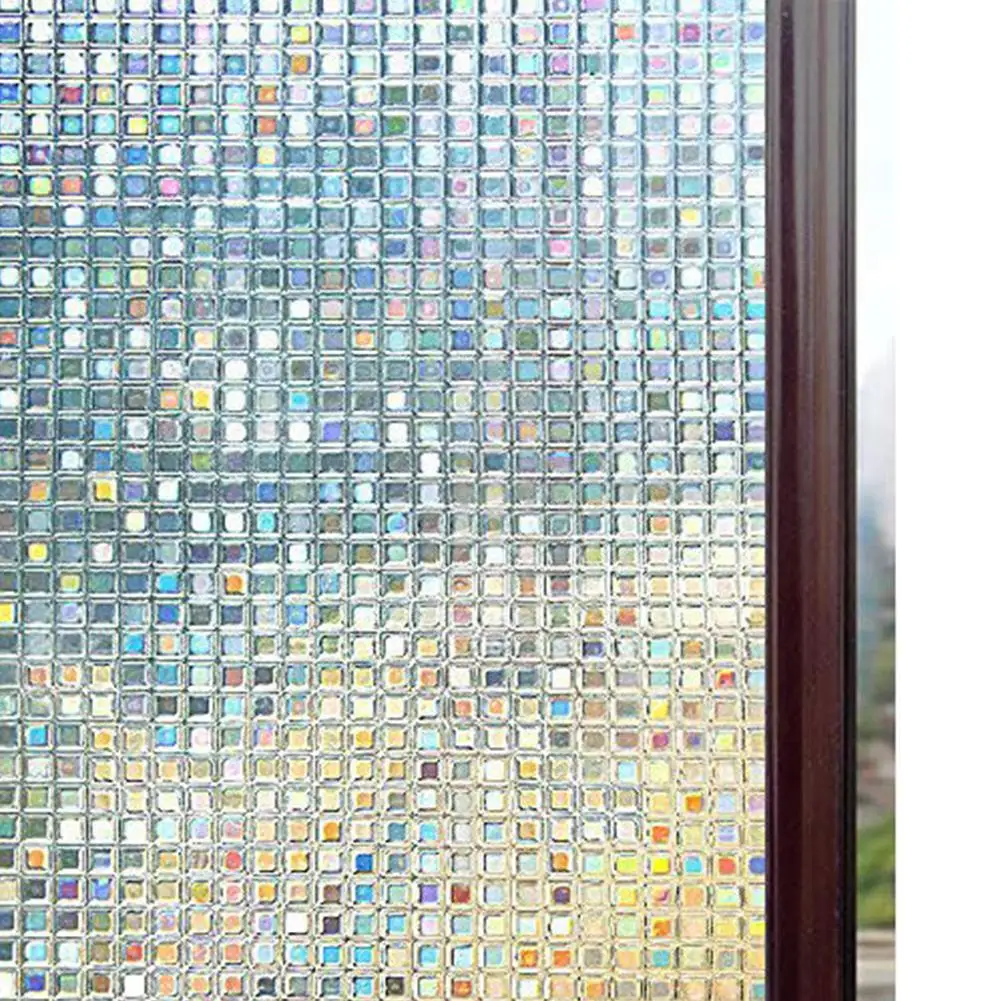 

3D Window Film Privacy Film Static Decorative Film Non-Adhesive Heat Control Anti UV Square Mosaic Film