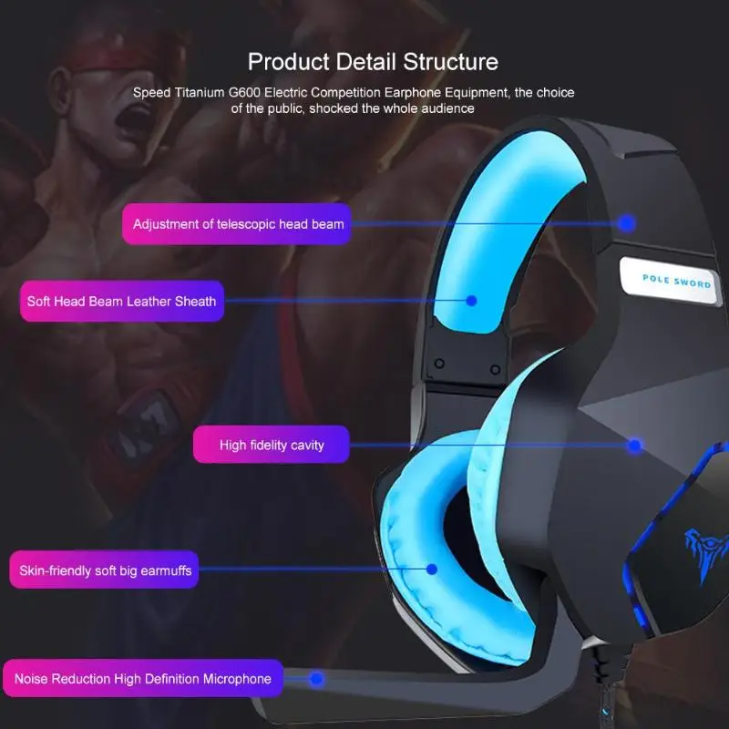 ALLOYSEED Game Pads use G600 Gaming Headsets Headphones with Light Mic Stereo Deep Bass Earphones Audio Video Accessories