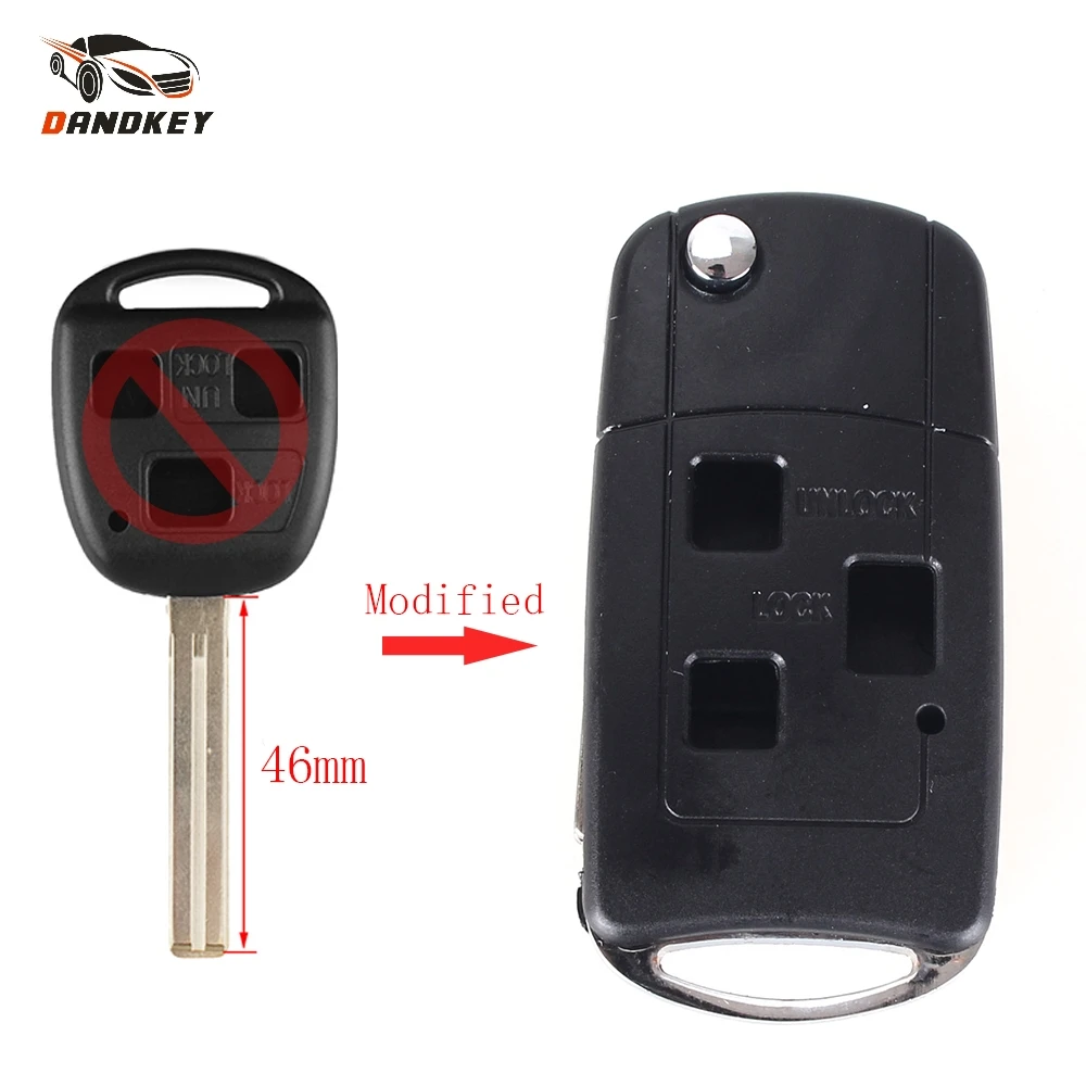 

Dandkey Modified Remote Flip Key Shell 3 Button Fob Folding Key Case Cover For Lexus IS200 GS300 SC430 RX300 LS400 Replacement