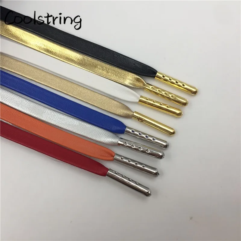 Coolstring Luxury 0.7 Flat Genuine Leather Shoelaces Premium Goatskin Clean Waterproof Shoestring Leisure Shoelaces For Sneakers