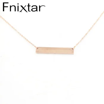 

Fnixtar Stainless Steel Rose Gold Tone Mirror Polish Blank Name Bar Charm Necklace Buyer Can Engraving Name 10Piece/lot