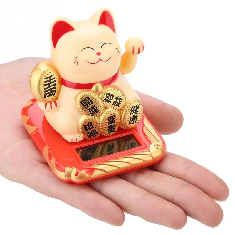 Счастливый Кот на солнечных батареях Maneki Neko приветственный креативный милый пожимающий руки счастливый кот Добро пожаловать кошка ремесло богатство развевающаяся рука кошка