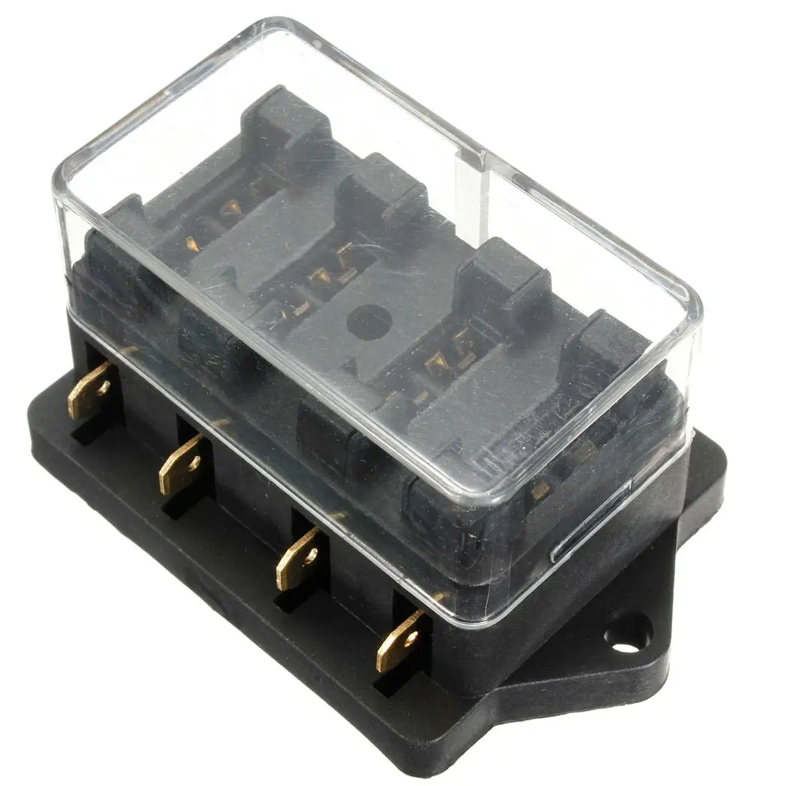 

12V 4 Way Circuit Standard Blade Fuse Box Block Holder Universal With Cover Auto