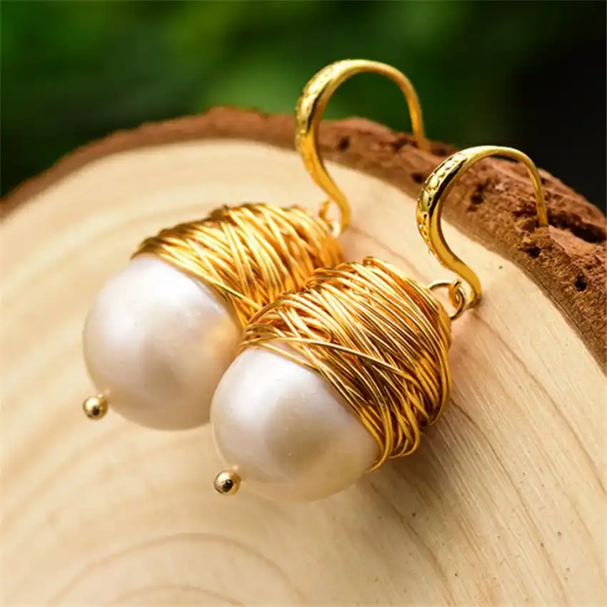 Оригинальный пресноводный жемчуг барокко Висячие серьги для женщин обручение серьги драгоценные ювелирные изделия