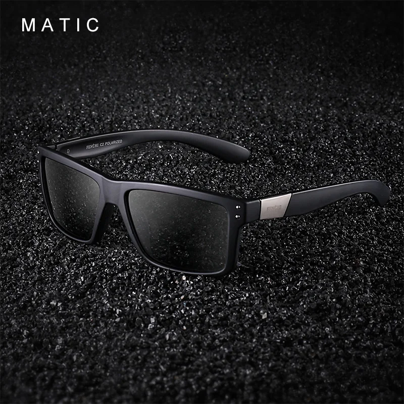 MATIC HighD Quality Polarized Sun Glasses For Men's Women Matte Black Square Grey Lenses Holbrooker Sunglasses Free Chain Cord