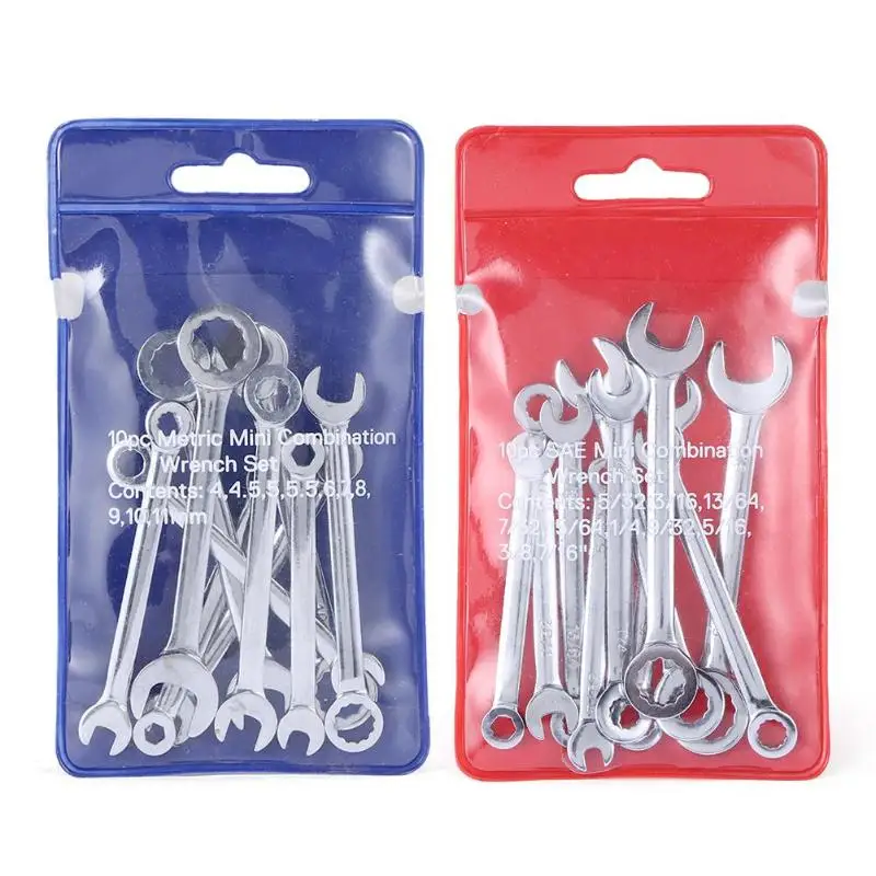 

10pcs Mini Metal Combination Offset Spanner Wrenches Set Key Ring Spanner
