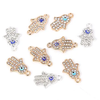

10pcs Hand Beads Charm Connector With Rhinestone DIY Bracelet Necklace For Women Men DIY Jewelry Accessories