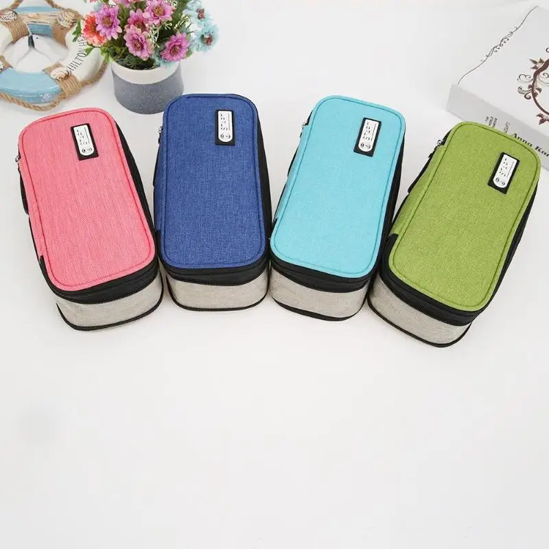 

Canvas Pencil Case Multi Layer Zipper Fabric Handbag School Stationery Students Pencil Box Travel Makeup Storage Bag Pencil Case