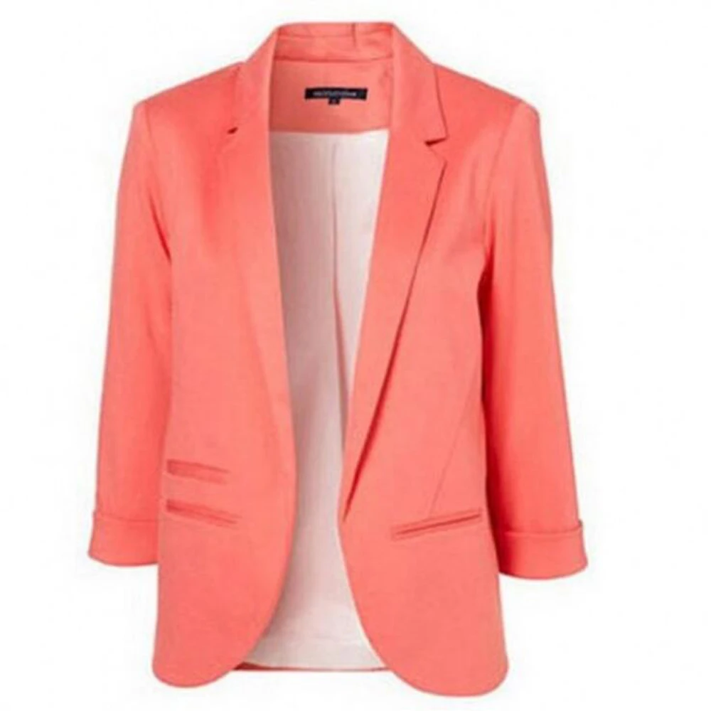 2019 New Spring Autumn Womens Blazers Slim Fit Formal Jackets Work Open Front Notched Ladies Office Blazer Women Coat Feminina