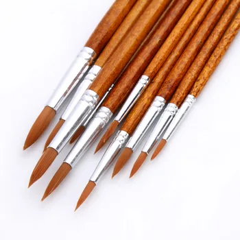 

12pcs Drawing Wood Handles Paint Brush Fine Nylon Acrylic Set Pointed Flat Watercolor Reusable Oil Painting Art Supplies