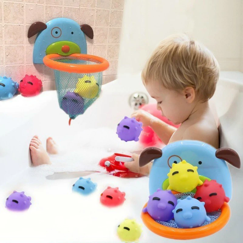 

Baby Boy Girls Bathtub Dabbling Toy Shooting Toy Ocean Ball Dabbling Basketball Hoop Stand Sports Basketball For Baby Showering