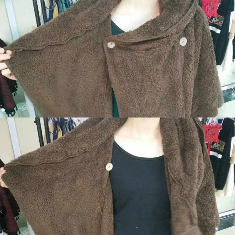 wonderful  ZANZEA Women Fluffy Coat Oversized Long Sleeve Jackets Female Button Outwear Winter Warm Poncho Sol