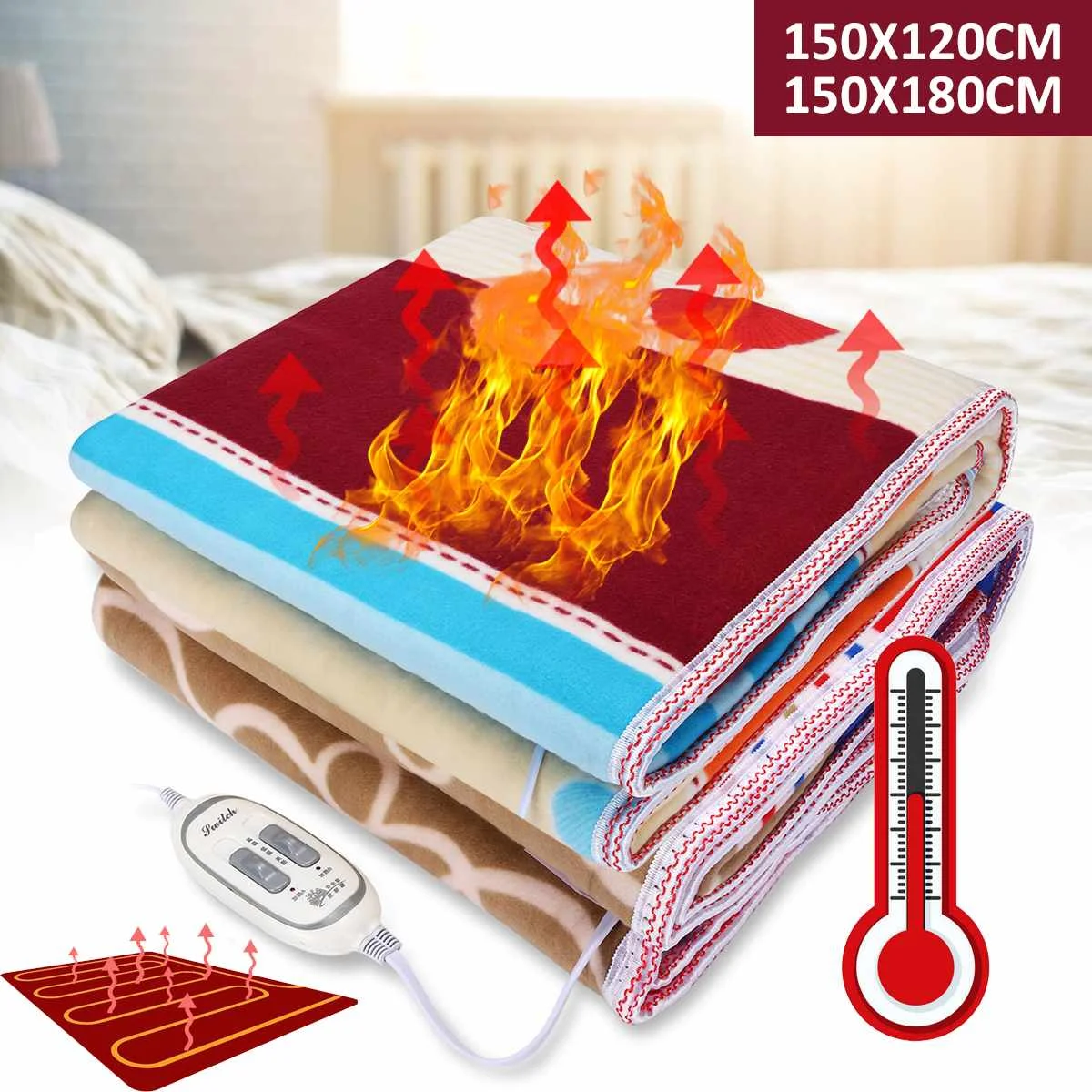 

220V Electric Blanket Security Double Thermostat Household Electric Heating Blanket Handy Winter Bed Warmer Heater Carpet Pad
