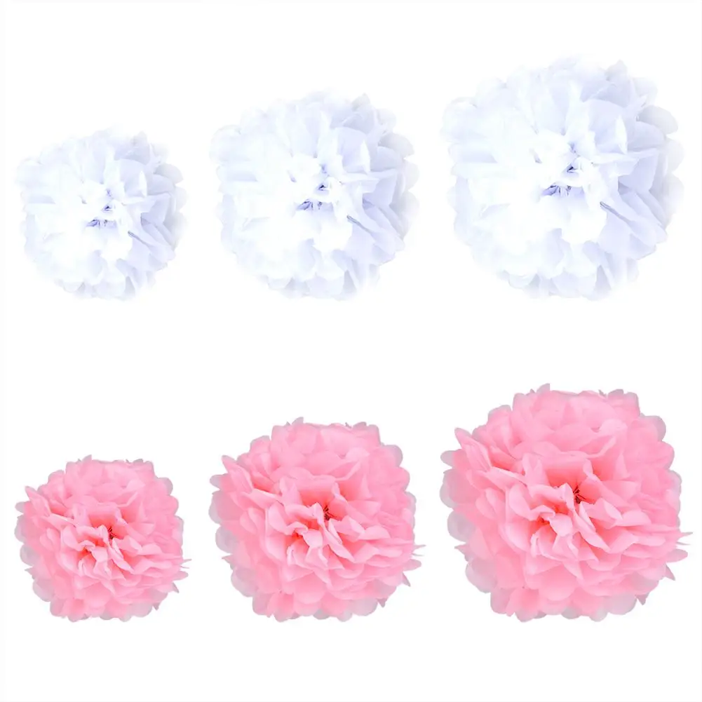 

DIY 10pcs Wedding Paper Flower Ball Hanging Pom Home Wedding Girl Birthday Party Outdoor Decor