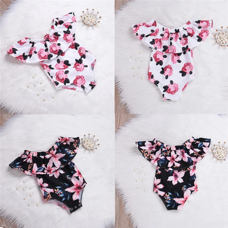 Одежда для новорожденных одежда малышей девочек Комбинезон с открытыми плечами