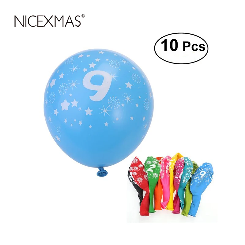NICEXMAS 10 шт с днем рождения 0 9 Количество латексные воздушные шары надувные для дня