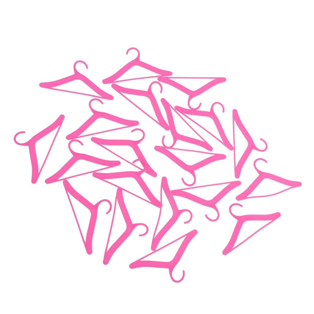 

20 Pieces Pink Plastic Hangers for Dolls' Skirt Shirt Clothes Coat Hanger Accessories Dollhouse Decoration for Wardrobe