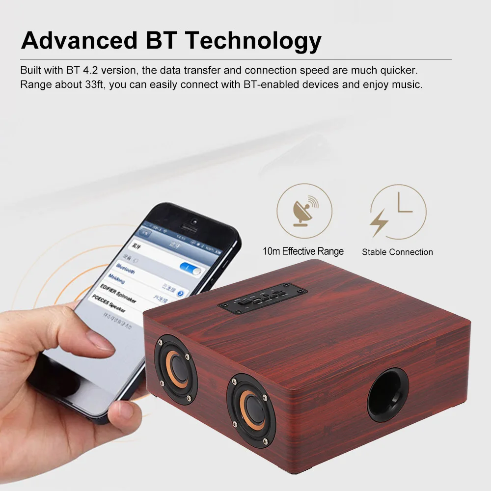 Q5 деревянный Bluetooth динамик 4 2 3 Вт * Рог Поддержка FM TF карта AUX в сабвуфер