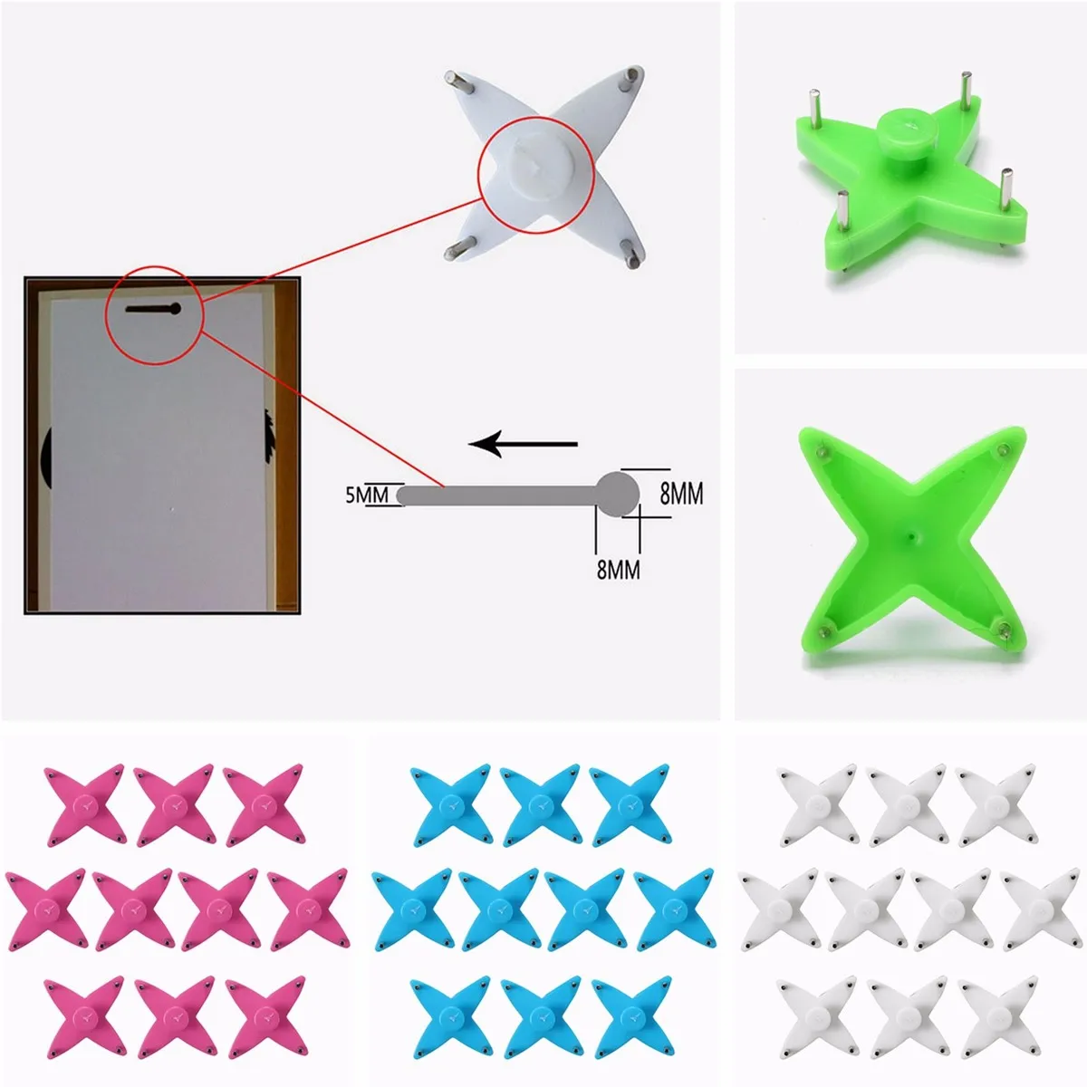 

4pcs Plastic Hard Wall Duty Picture Mirror Frame Photo Hanging Traceless Non-marking Hook Hanger Random Color