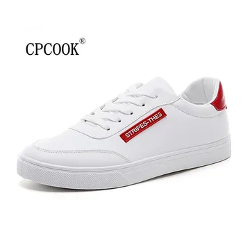 

Cpcook 2019 Spring New Men Casual Shoes Breathable Wear Resistant Shoes Comfortable Spring White Round Toe Lace Up Flat Sneakers