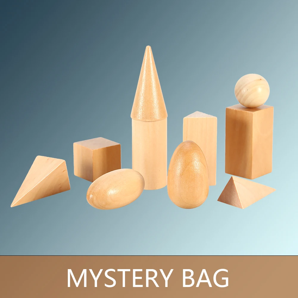 Kids Wooden Geometric Solids Shapes 3-D Shapes Montessori Learning Education Puzzle Math Toys For Children Christmas Gift
