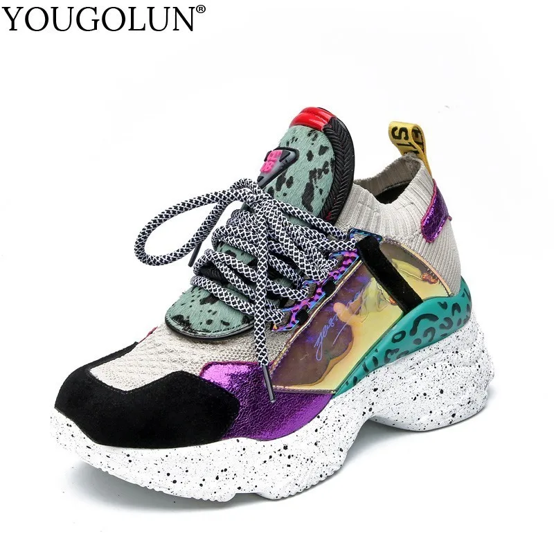 

Women Chunky Street Sneakers Spring Breath Platform Increased Fashion Womens Sneaker Woman comfortable Lace up Casual Shoes A129