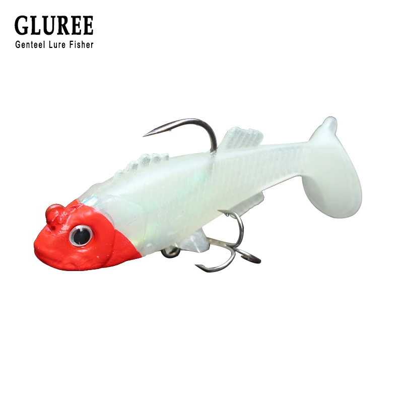 Soft Artificial Bait with Hook Lead Head 3D Eye Fishing PVC Wobbler Crankbait