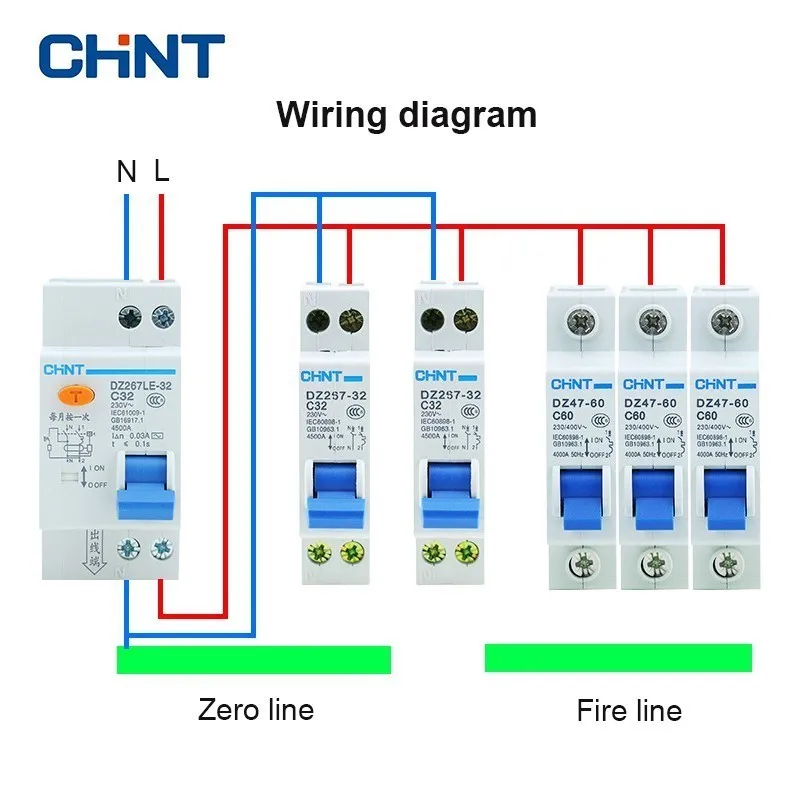 CHNT 1P+ N бытовой небольшой воздушный выключатель Двойной линейный выключатель DPN двойной выключатель DZ267LE-32 10A 16A 20A 25A 32A