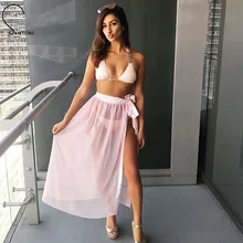 Santune/, сексуальные юбки с бантом сбоку и высоким разрезом, женские летние эластичные шифоновые облегающие Женские элегантная длинная юбка Макси-юбка Vadim