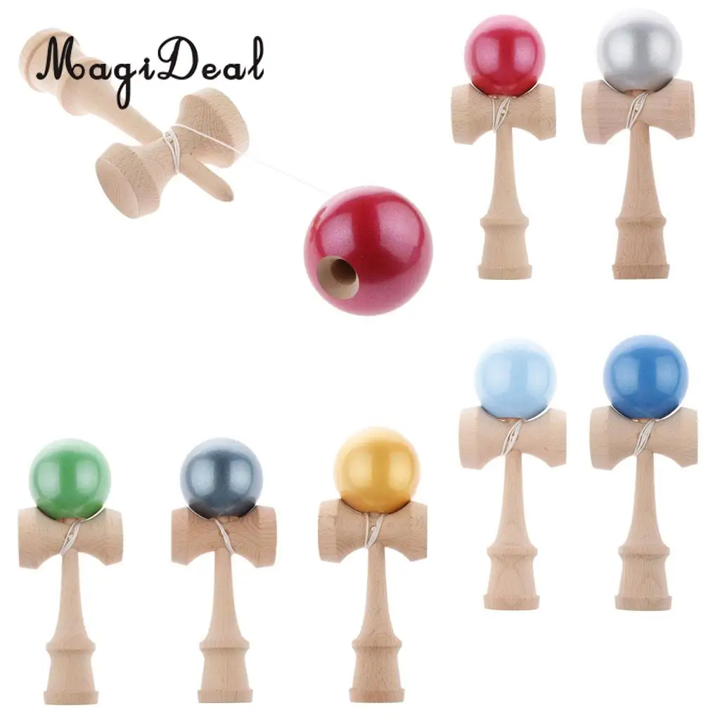 

MagiDeal 1Pc Japanese Traditional Wooden Kendama Toy Skill Ball Kids Children Indoor Outdoor Sports Toy 7Colors