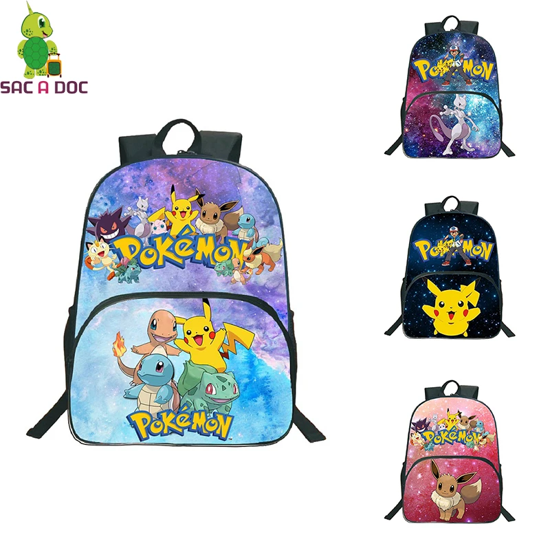 Pokemon Mewtwo/Pikachu/Eevee Backpack School Bags for Teenage Girls Boys Daily Backpack Travel Rucksack Pokemon Kids Book Bag