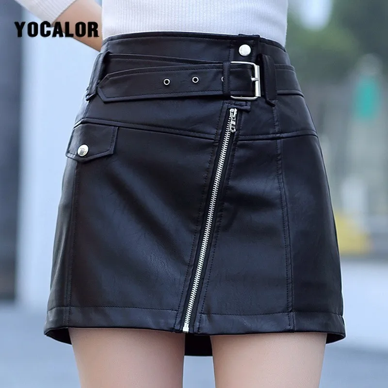 

2019 New Spring Summer Slim High Waist Women Pu Leather Skirt Office Lady Mini Skirt Ladies Casual A-line Short Skirts Womens