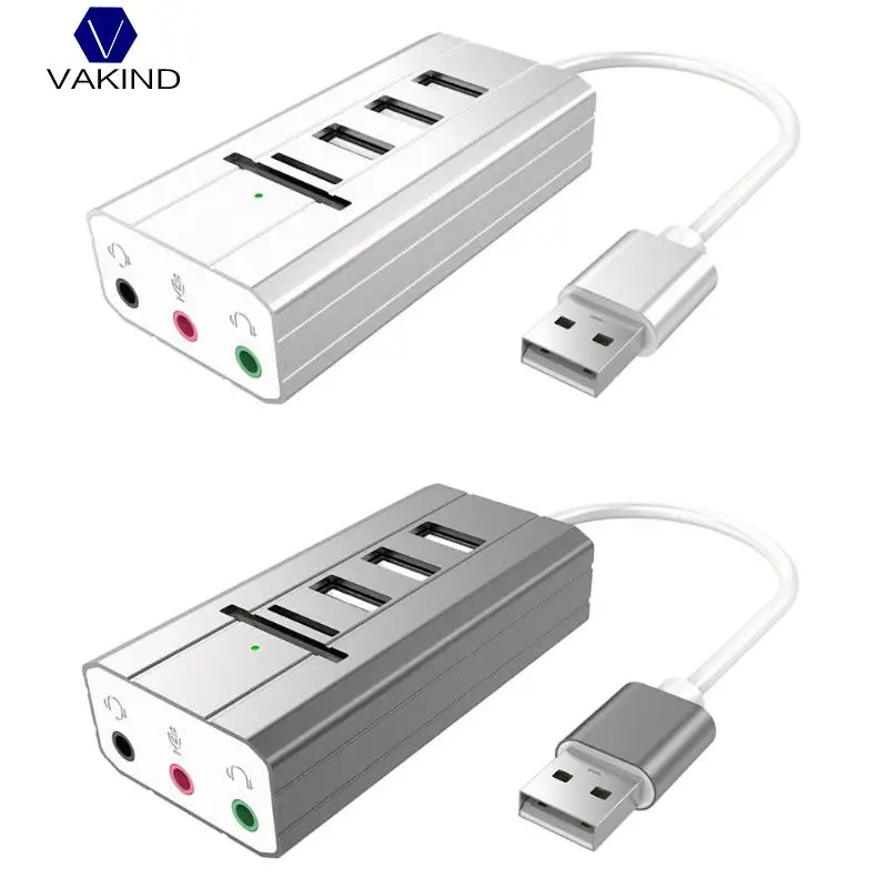 

NEW USB 2.0 Hub to 3-Port USB 2.0 + Headphone + Mic Ports Sound Adapter Multi Ports Splitter Sound Cards Multi Ports Splitter