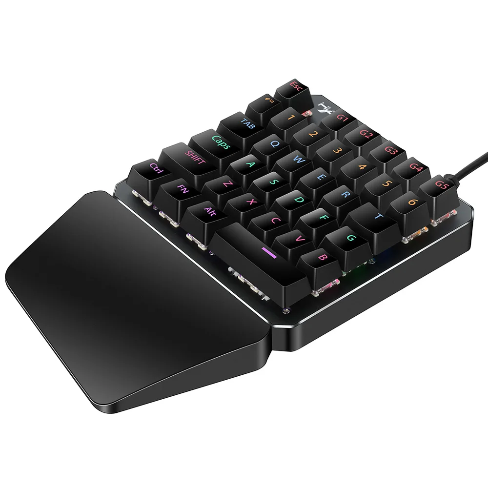 Hxsj J100 одной рукой Игры Механическая клавиатура 35 ключи Проводной синий