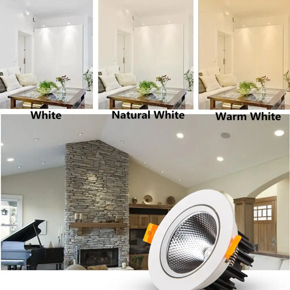 LED Down Light Aluminum COB Ceiling Spot Light 24W 30W 85 265V Recessed